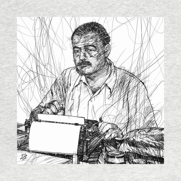 ERNEST HEMINGWAY ink portrait .1 by lautir